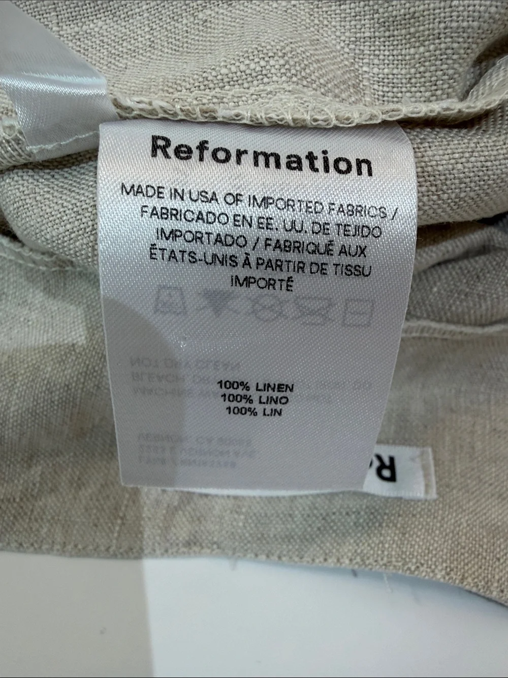 Reformation Wide Leg High Rise 100% Linen Pants Size 2P Tan Natural Color